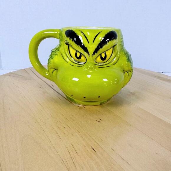 Dr. Suess The Grinch Coffee Mug Scuplted Head Ceramic 16oz Tea Cup 2018 - Picture 1 of 10